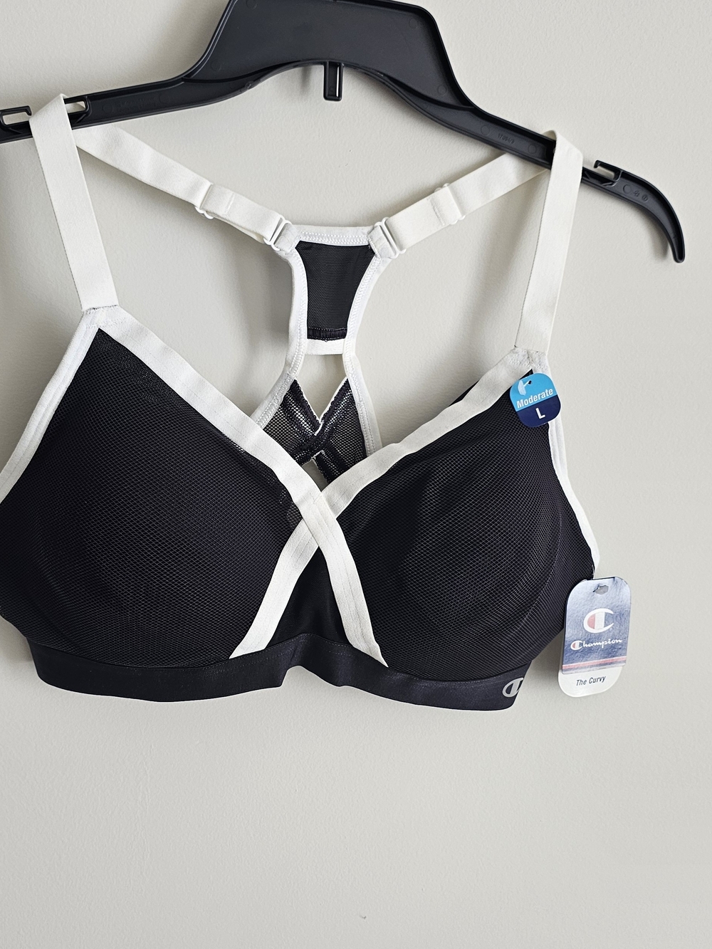 Champion Black & White Racerback Sports Bra - Size L